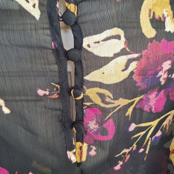 Jessica Simpson Maternity Women's Dress SzM Sheer Blk/Pink Floral Black Lace - Picture 10 of 10